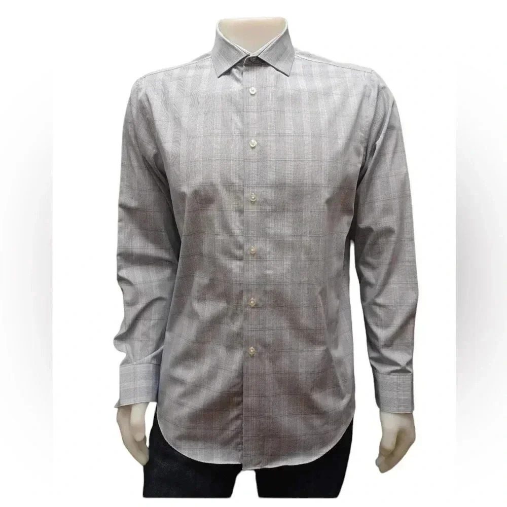 Calvin Klein Blue Grey Button Down  Long Sleeve Dress Shirt Size 16.5 34/35